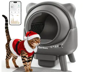 Automatic Litter Box, Self Cleaning Litter Box, Cat Litter Robot for Multiple Cats, Smart Automatic Cat Litter Box，with Smart APP Control and Health Monitoring, Safety Sensors, with Trash Bags, Grey，White & Grey