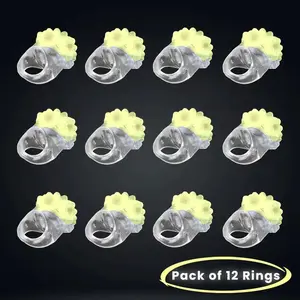 LED Light Up Flashing Jelly Bumpy Rings - Pack of 12