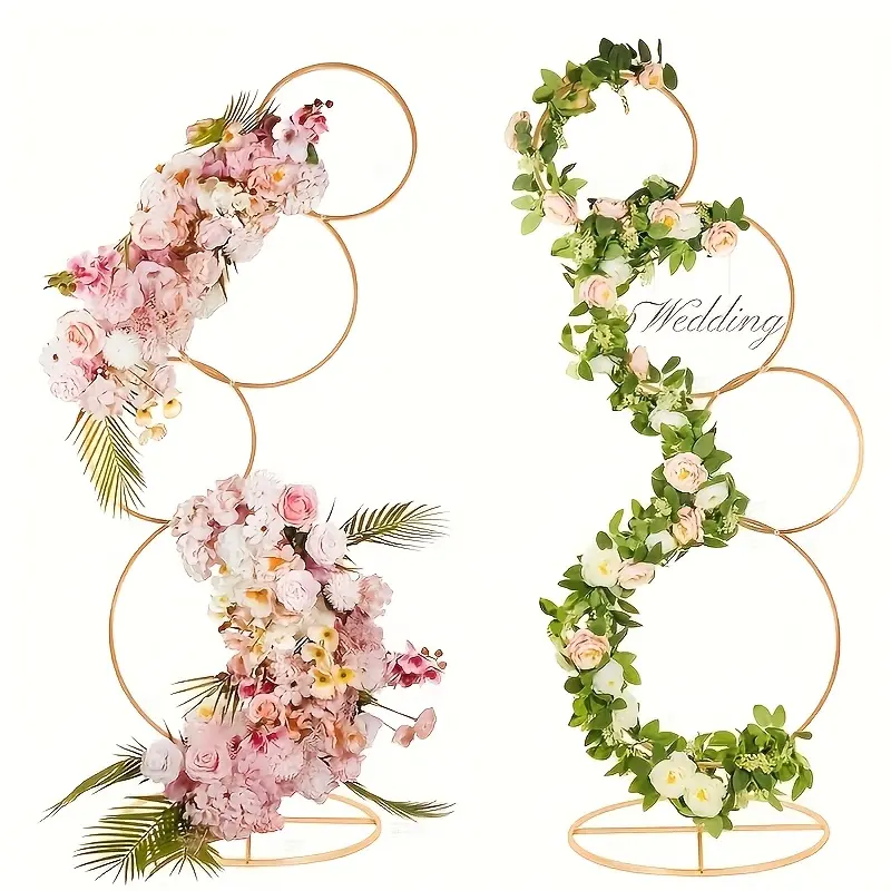2 Pieces 5ft Round Wedding Arch Flower Bracket, 4 Layer Metal Arch Frame for Party Table Central Decor, Wedding Birthday Party Event Display Background Decor, Holiday Decor