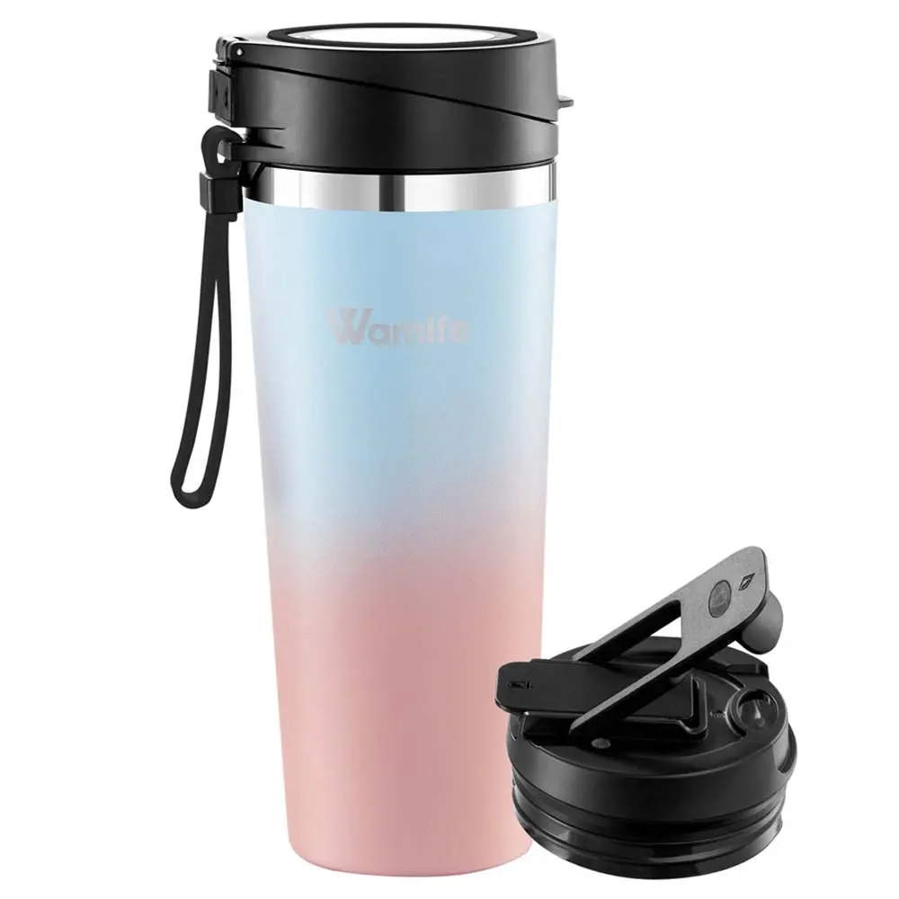 Wamife®Portable Blender - Stainless Steel Travel Blender for Smoothies, 16Oz Large Cup Size, Keeps Drinks Cold for 12 Hours -Pink-Blue Gradient