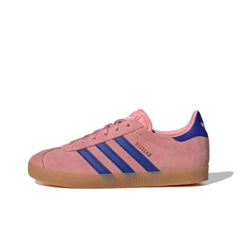 adidas Gazelle Soft Suede Sneakers - Youth Casual Runners, Semi Pink Spark-Lucid Blue, Daily Wear, Sporty Chic, Classic Silhouette, Bold Blue 3-Stripes, Rubber Sole, Gold Gazelle Branding, Striped Trainer, Running Sneakers, Sporty Running Shoes