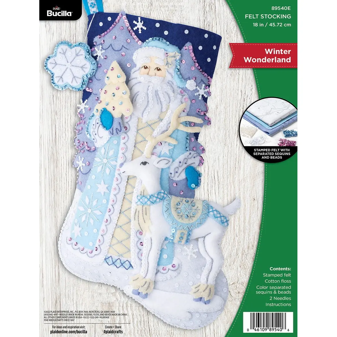 Bucilla® Felt Fabric Stocking Kit - Winter Wonderland, Holiday Decor, Home Display - 89540E