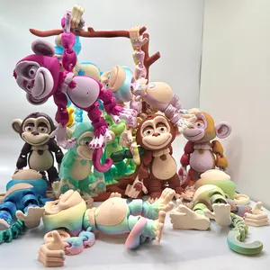 HixTown 3d Monkeys 5"-6" Med  3D Printed Collectible Figurines Multi Colored