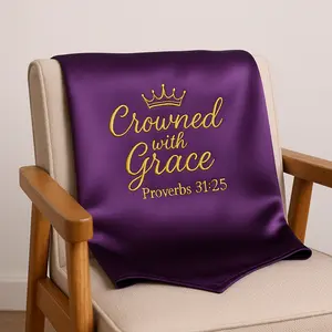 26'' Silk Lap Scarf with Lace for Ladies Women Church Elegant Synthetic Fabric Multi-Functional Handkerchief for Formal Occasions Crowned with Grace Proverbs 31:25