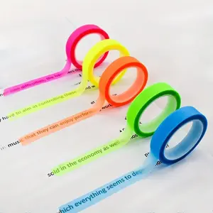 5 Rolls Of Highlighter Tape Clear Marker Stickers Removable Macaron Fluorescent Color Labels For Reading Classes, 16 Feet Per Roll