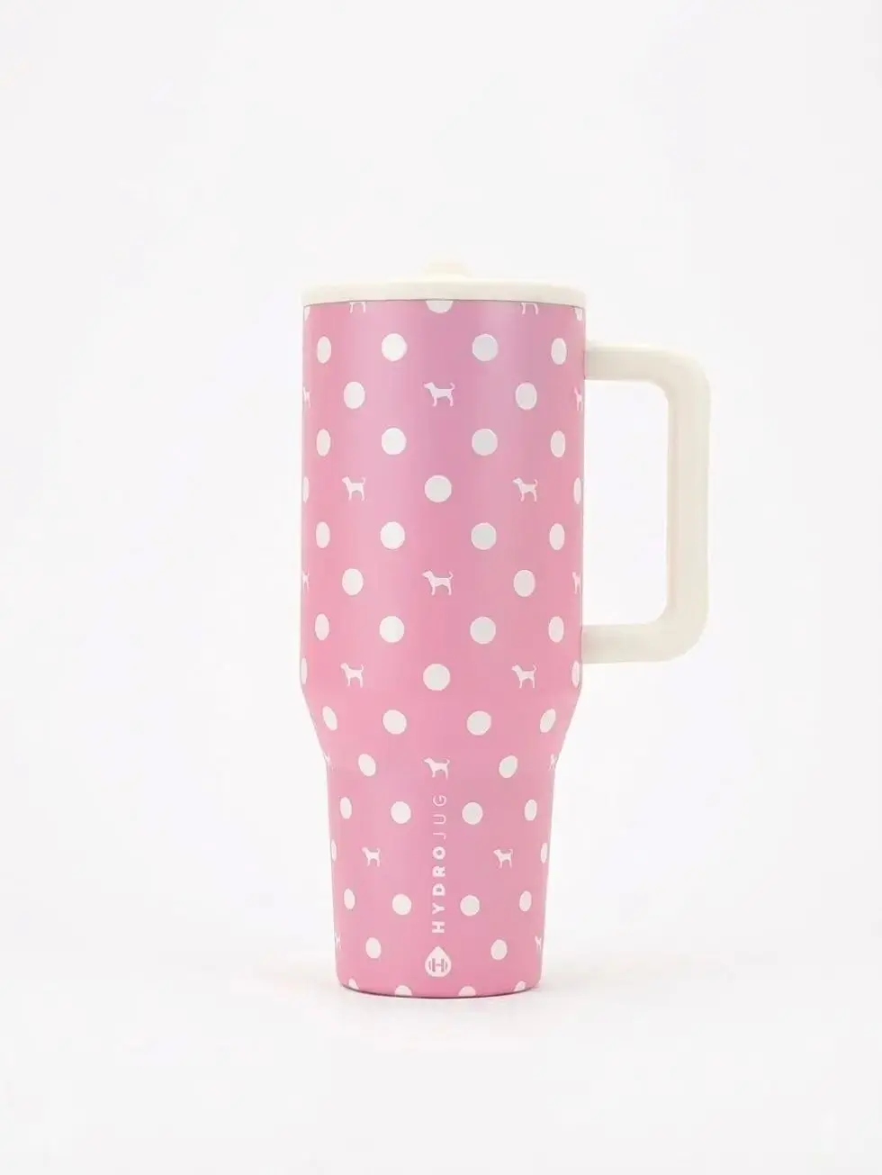 PINK HydroJug 40oz Traveler Water Bottle Pink Dot Dog Limited Edition, 40 Oz Traveler , Leak-Proof Insulated Tumbler with Flip Straw & Cup Holder Fit Flasks Lid Drinkware Leakproof Tumbler