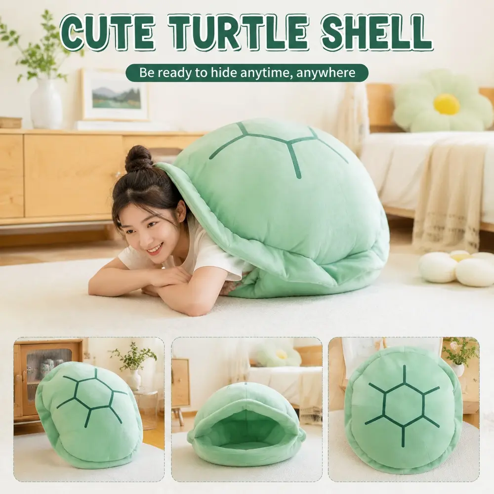 Wearable Turtle Shell Plush Pillow - Soft Cozy Stuffed Toy, Snuggly Cushion for Relaxing & Lounging, Cute Decorative Pillow, Ideal Birthday Gift for Kids & Adults, Comfortable Wearable Cushion for Rest