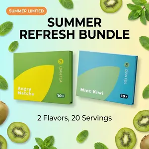 Summer Limited Refresh Tea Bundle | Angry Matcha + Mint Kiwi Instant Tea | 20 Servings Iced Cold Brew Summer Drink