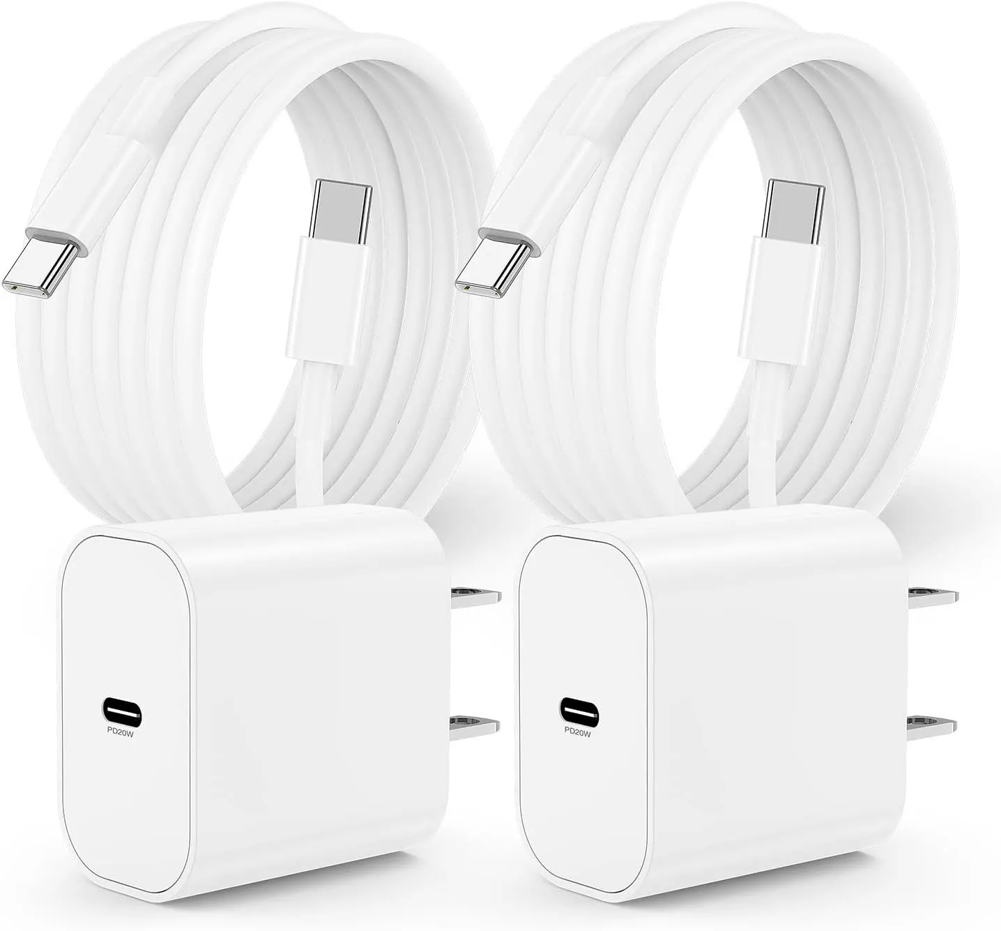 Wryzle 6FT Type C to C Cable for Apple iPhone 15 Plus/15 Pro Max,iPad Pro,Air/Mini 6 Generation,Wall Power Adapter Cube Brick Smartphone Cellphone White Electronic Charger Usb Charging Cord Durable Port