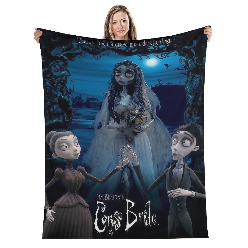 Horror Corpse Bride Blanket Soft Warm Throw Blanket for Bed Sofa Queen Size Halloween Decor Scary Movie Blanket Birthday Gifts