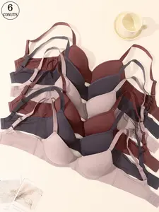 Women's Solid Color Adjustable Strap Push Up Multiway Bra, Casual Comfortable Breathable Underwire Bra, Lingerie for All Seasons