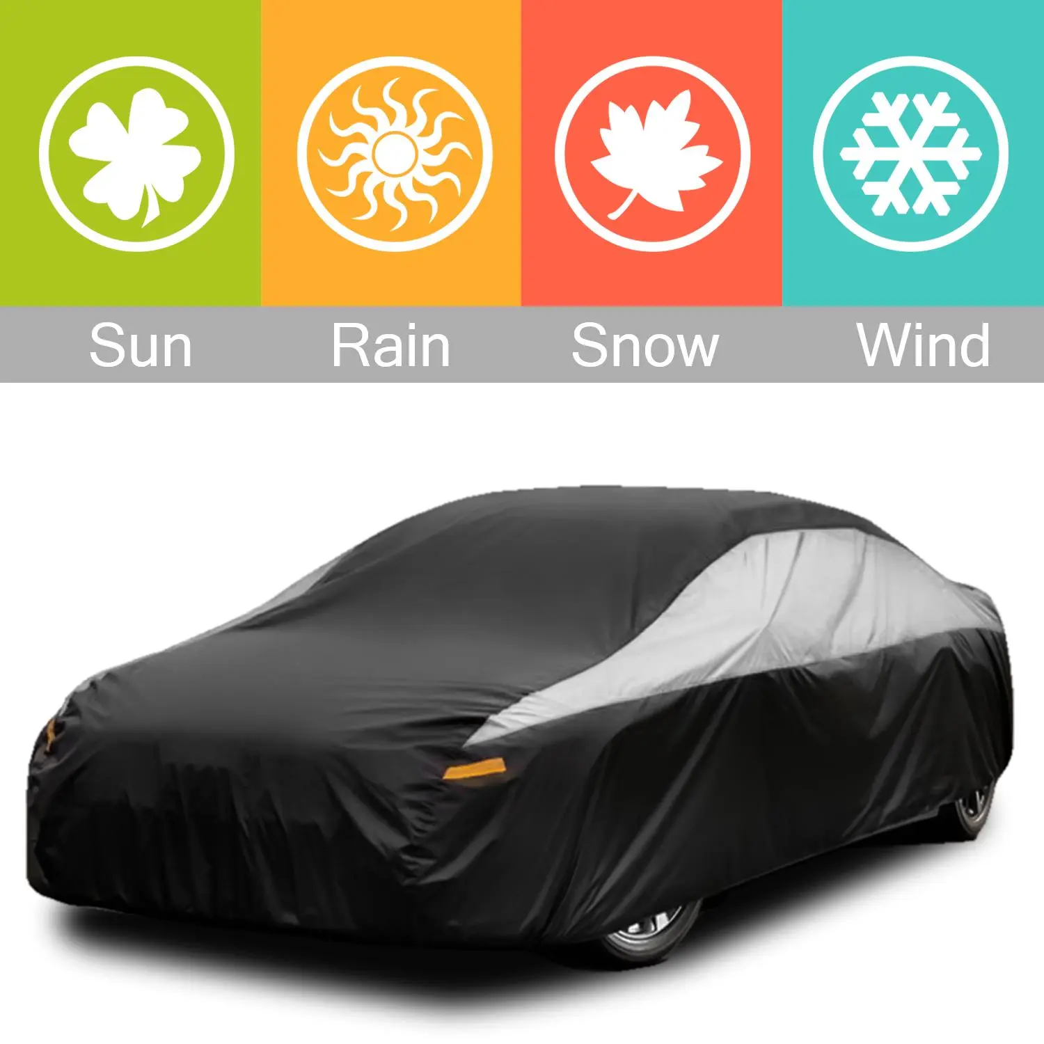 All Weather Full Car Cover - Waterproof, Windproof, Snowproof, UV Resistant, Scratch Guard, Universal Fit for Sedan, SUV, Outdoor & Indoor Use, Waterproof UV Resistant Car Covers & Shelters