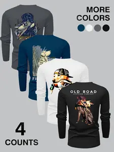 Hunting Dog & Duck Graphic Long Sleeve Tees - Old Road 4 Styles Multi Colors | Outdoor Casual Outfit for Men
