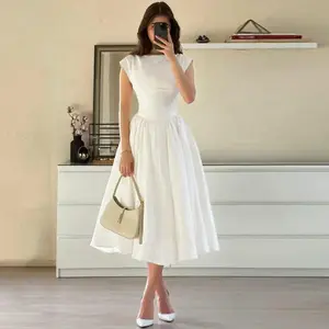 Women's Formal Gown - 2026 Spring-Summer European & American Chic Lady's Waist-Cinching, Off-Shoulder, Sleeveless, Backless, Round Neck Long Dress