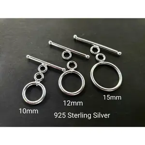 925 sterling silver 10mm, 12mm,15mm round toggle clasp, smooth finish jewelry making toggle clasp.