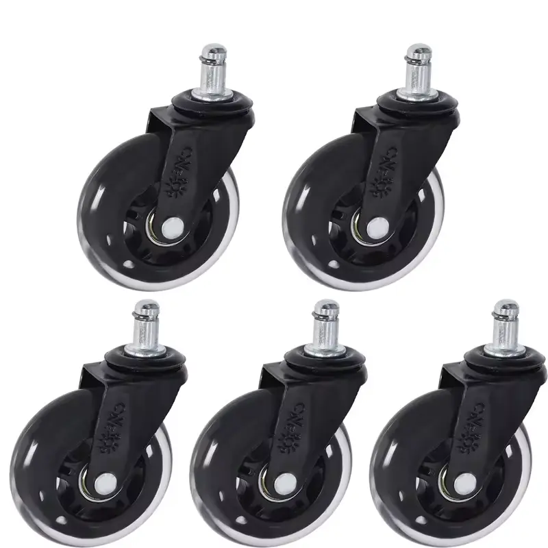5Pcs Casters Wheels 3 Inch Swivel Rubber Wheels for Floor, Carpet, Tile 360° Smooth Roll, 110lbs Capacity per Wheel