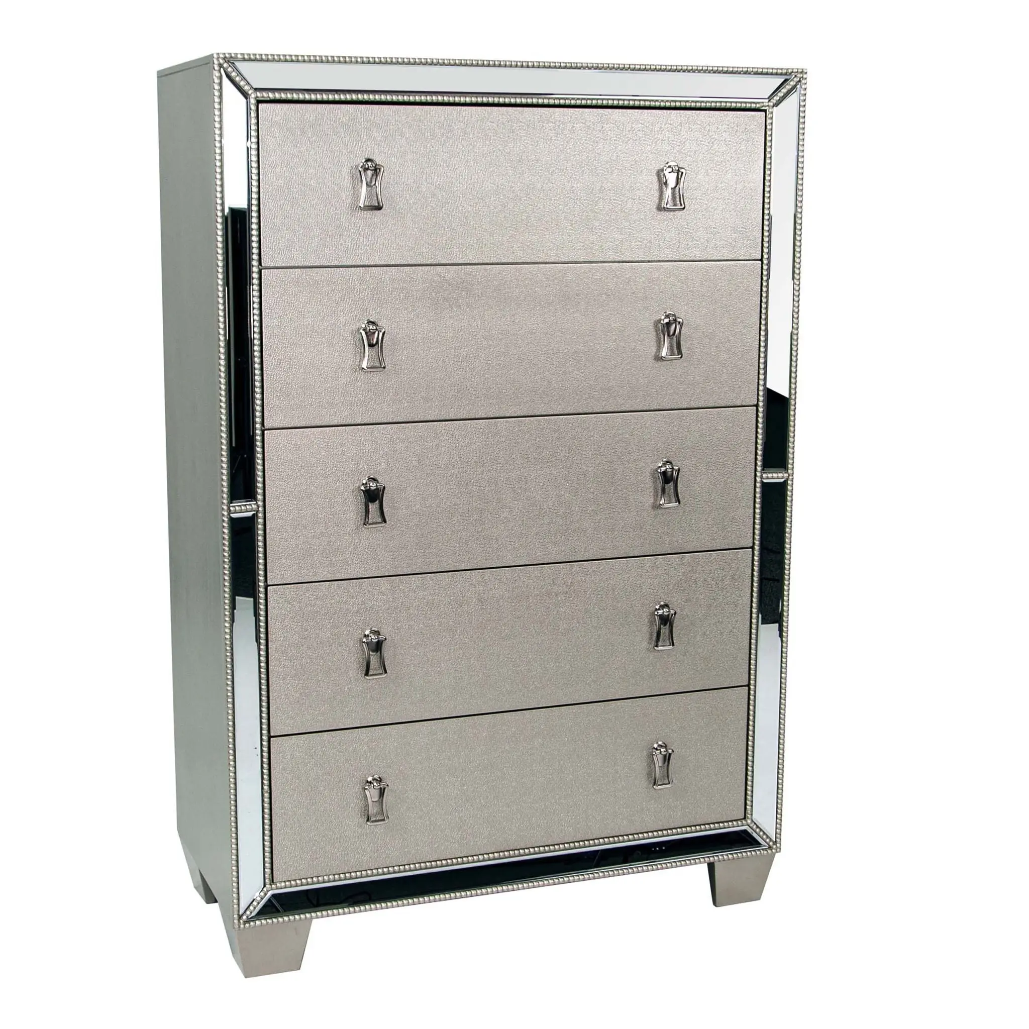 5 Drawer Chest Bedroom Furniture - Silver