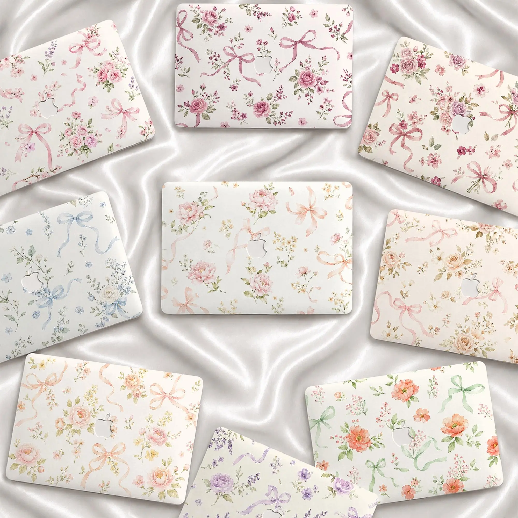 Multicolor Floral Bow Aesthetic Cover MacBook Case for MacBook Air 15 13, MacBook Pro 16 14 13 Inch,  MacBook Protective Case Cover