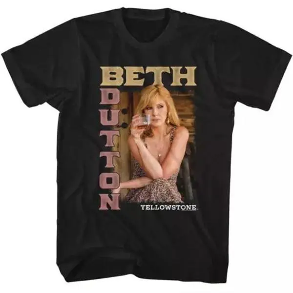 Yellowstone TV Show Betth Dutton In Dress Drinking Whiskey Photo Men's T Shirt