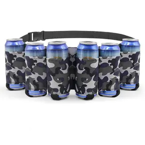 Beer Belt Holster Holds 6 Cans, Beer Belt Holder for Men, Beer Holster Belt, Adjustable Waist Pack Bag Belt, Perfect for Parties Picnic Camping