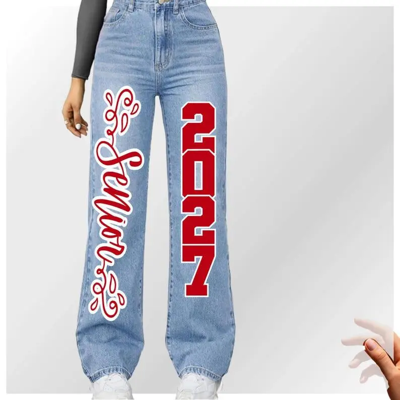 Custom Senior Spirit Denim Iron-On Accessory, 2-Color Personalized Design for Homecoming DIY Printmaking Projects style 15