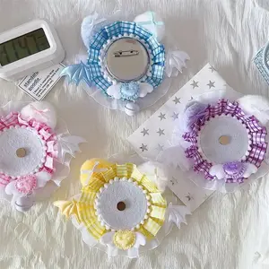 Kawaii Idol Pins Badge Holder Handmade Plush Silk Bell Anime Photo Holders for Transparent Ita Bag Accessorie Teens Girls Style
