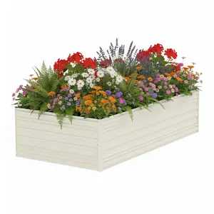 #SpringGlowUp WORKPRO Outdoor Galvanized Raised Garden Bed, Rust-Resistant Planter Raised Beds for Vegetable, Flowers, Herbs, White
