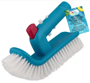 Pool Supply Pool Brush Head for Inground Pools, Hot Tub, Spa - Corner and Step Pool Scrubber Brush with 180° Handle Rotation, Scrub Bristles - Cleaning Debris - Above Ground Swimming, Bathroom
