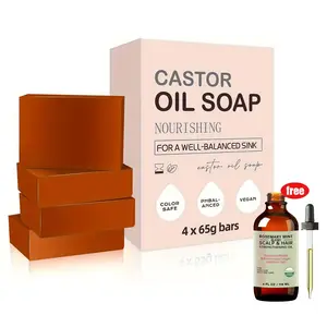 Buy one, get one free！Castor Oil Hair Strengthening Shampoo Bars – Natural Vegan Solid Shampoo for Regrowth, Moisturizes & Revitalizes Thinning Hair, 4PCS, Men & Women, Christmas Gifts