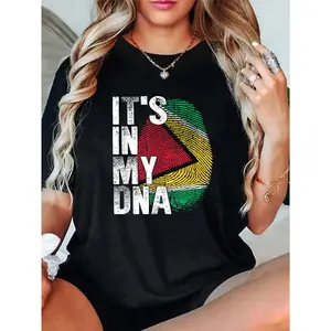 100% Cotton Unisex "It's In My DNA" Guyana Pride National Country Roots T-Shirt – Limited Edition, Cute Gift Idea, Fashionable Cotton Tee