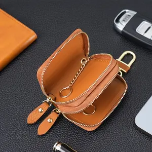 Genuine Leather Lychee Pattern Key Pouch, Top Layer Cowhide Double-Layer Key Case for Men & Women, Ideal Gift for All Occasions