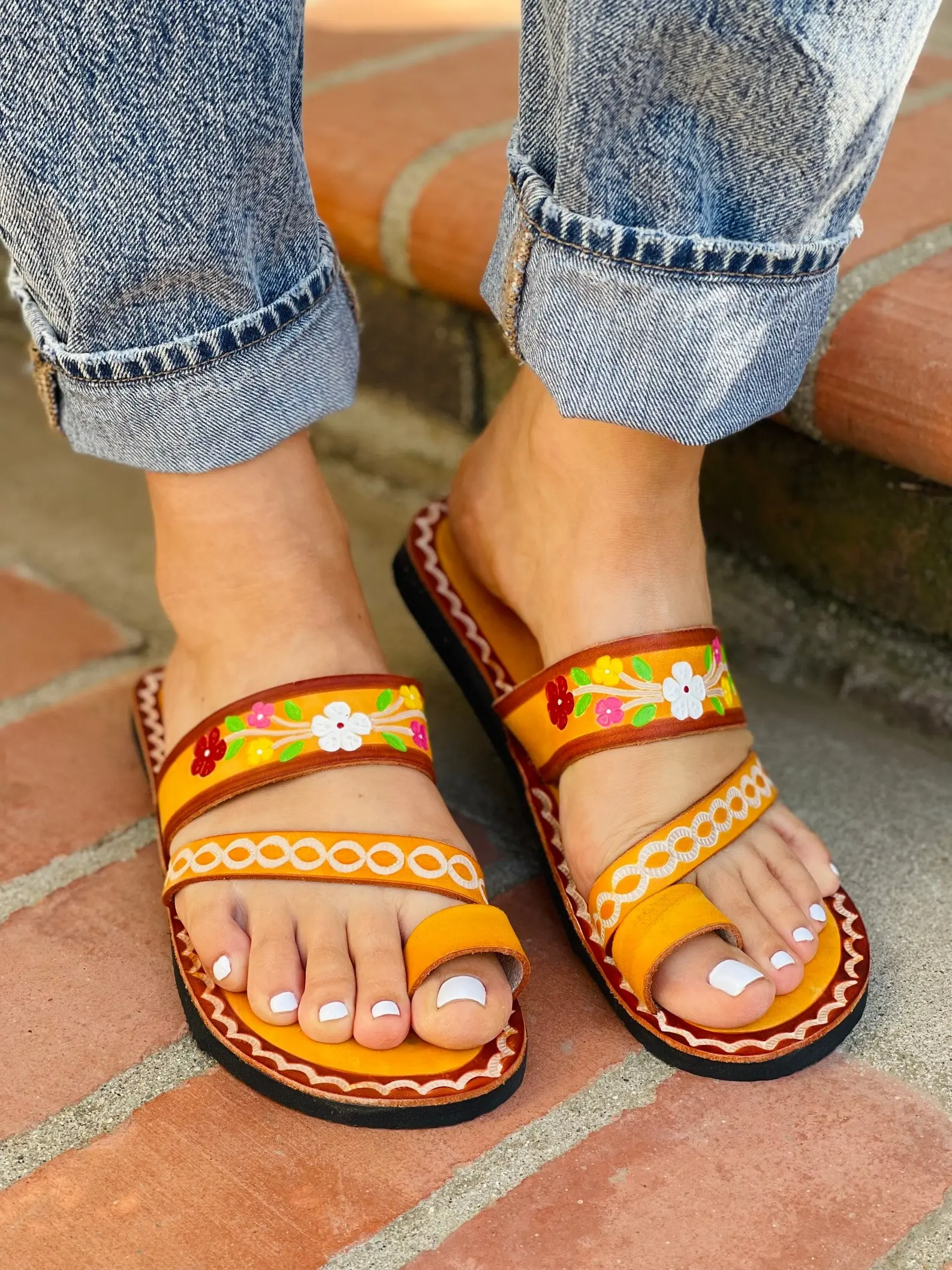 Brown Leather Sandals Woman Mexican Shoes Vintage Style - Flip Flops-Hippie - Summer Shoes - Handmade Sandals Huaraches