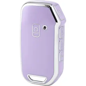for Kia Key Fob Cover Special Key Fob Case Cover Holder for Kia Ceed Cerato Forte NIRO Seltos Sorento Soul Sportage Telluride K5 Accessories Smart Keyless Remote Key Protector, Purple
