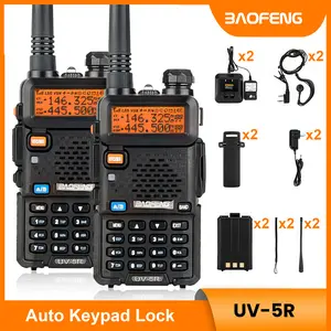 BAOFENG Radio UV-5R Dual Band Portable Walkie Talkie (2 Pack), Rechargeable Long Range Ham Radio with 128 Channels VOX Hands-Free Two Way Radios USB-C Charging & Earpiece for Adults