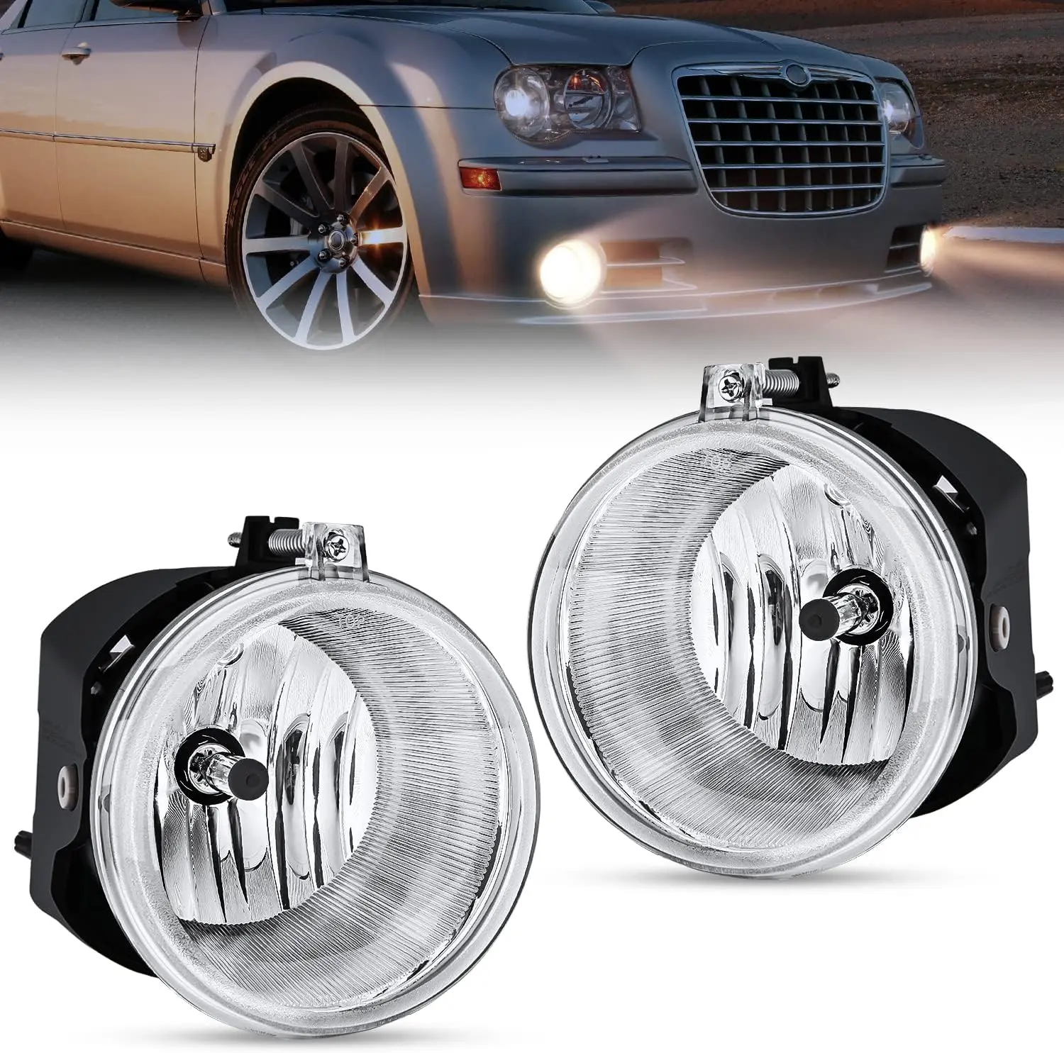 Nilight Bumper Fog Light Compatible with 2005 2006 2007 2008 2009 2010 Dodge Dakota Durango Jeep Commander Grand Cherokee Raider Chrysler Aspen 300 SRT8, Factory Look, H10 Type, Ip65 Rated, Aftermarket Headlights Fog Lights, Car Lighting Upgrade, Durable,