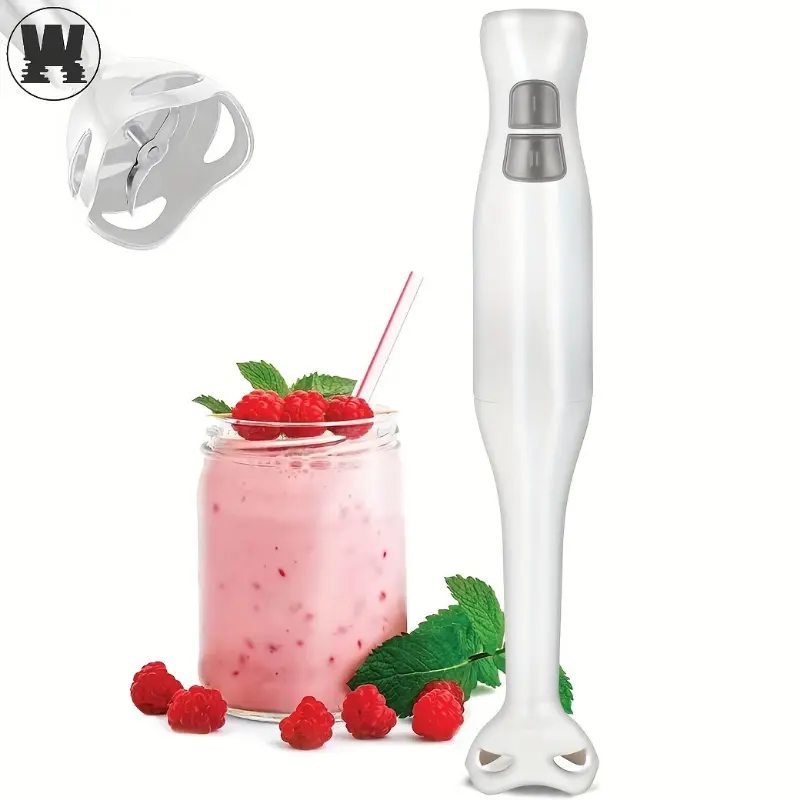 WanT Electric Immersion Hand Blender, Mixer, Chopper, Powerful 180 Watt Ice Crushing 2-Speed Control One Hand Mixer, Removable Blending Stick for Easy Cleaning. for Purees, Smoothies, Shakes, Ivory, Soups, Sauces, Baby Food, Kitchen Accesso
