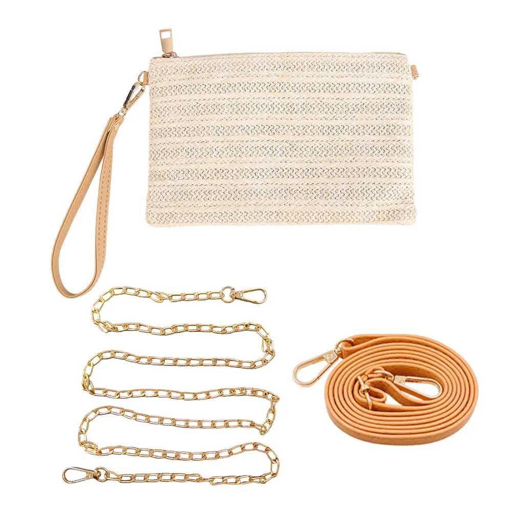  Women‘s Straw Clutch Bag – Bohemian Summer Beach Straw Purse, Zipper Wristlet Wallet for Women – Handwoven Natural Straw, Lightweight & Breathable – Perfect for Beach, Vacation, Picnic, or Daily Boho Style – Fits Phone, Keys, Cards, Cash