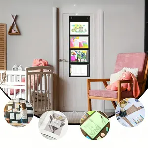 Set of 2 Storage Pocket Charts for Classrooms Measuring 37.4 X 13 Inches, Featuring 4 Pockets for Organizing Cards, Drawings, Images, Class Presentations, Homework, And Office Supplies (In Black)