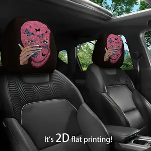 2pcs, 4pcs Set Headrest Covers | Car Seat Decoration |  Interior Design | Funny Graphic for Travel & Daily Use | Cool Black Background Butterfly Print