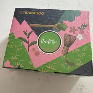 TEANAGOO 7-PCS Pink Matcha Whisk Set with Cherry Blossom Design, Complete Ceremony Kit, Ceramic Chawan Bowl with Spout, Whisk & Accessories, Traditional Matcha Tea Set for Lattes& Gift Giving