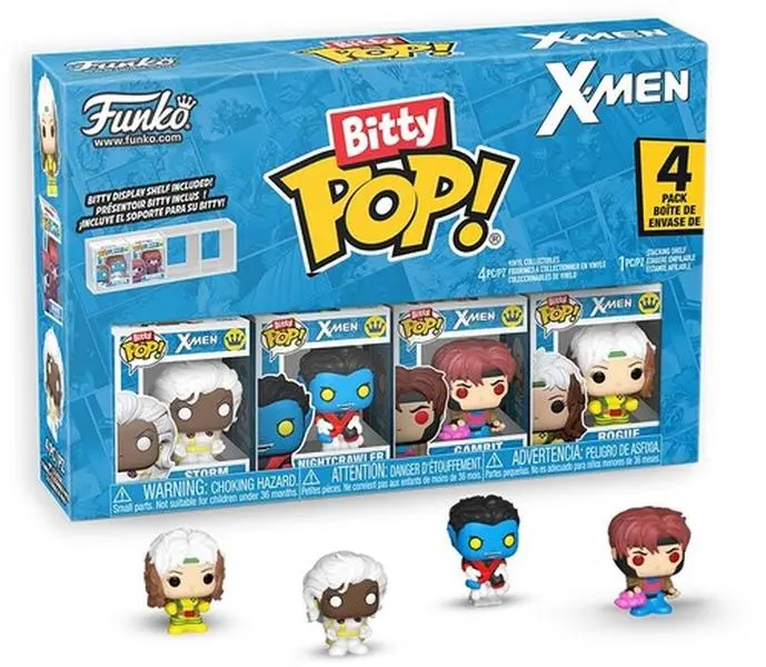 Funko Bitty POP!: X-Men - Gambit 4-Pack Vinyl Figure Set, Collectible Art Toy with Acrylic Display Cabinet [COLLECTIBLES], Tv/Movie Character