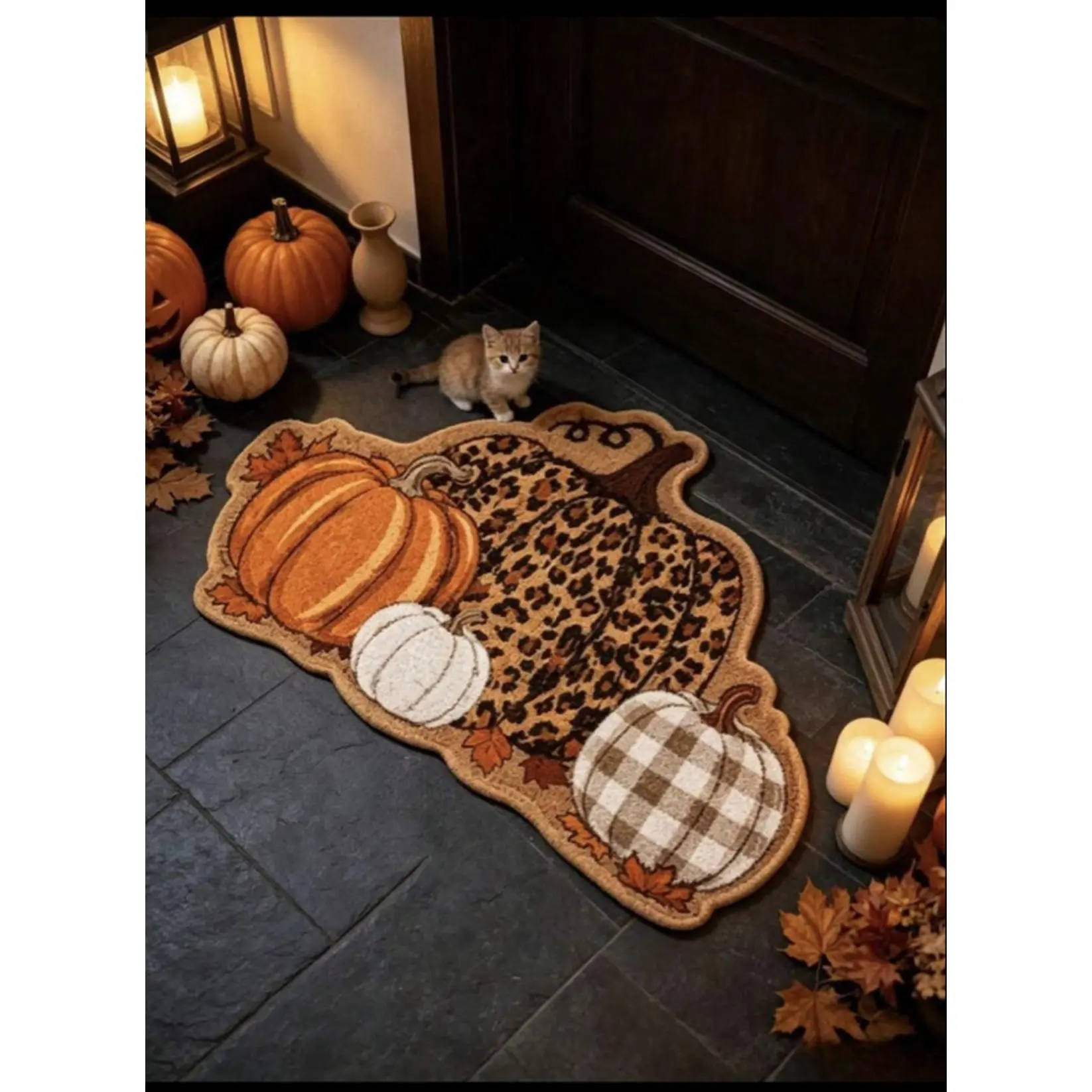 Cute Welcome Matt 40x60cm - Festive Pumpkin Design for Fall Decor - Perfect for Entryways and Doorways - Cozy and Stylish
