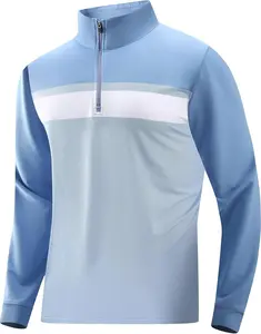 Men's Quarter Zip Pullover Golf Sweatshirt - Long Sleeve Dry Fit Zipper Polo Shirt for Outdoor Running, Training, Casual Wear, Lightweight Breathable Athletic Top
