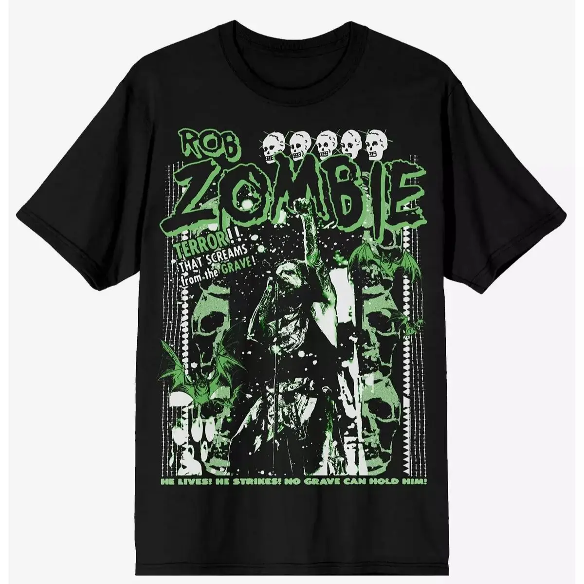 Rob Zombie Green Skull T-Shirt, 90s Music Tee, Unisex T-Shirt All Sizes Crewneck Streetwear