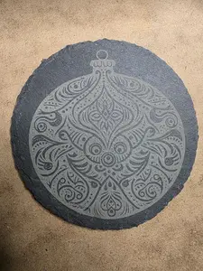 Christmas Ornament, Slate Coaster, Laser Engraved