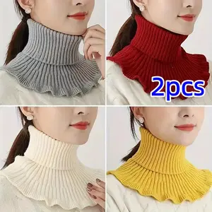Women's Knitted Scarf Set, Soft Thick Warm Fashionable Design, Detachable Multi-Functional Accessory for Outdoor Activities, Knitted Shawl