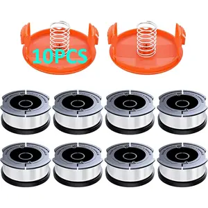 10 Pack AF-100 Replacement Spool Line for Black+Decker - 0.065" Weed Eater String Trimmer Line Spool, 30ft Autofeed Weed Wacker Spool Refill for Black+Decker(8 Spool,2 Cap,2 Spring)