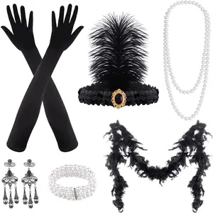 FEPITO 1920s Great Gatsby Accessories Set for Women Flapper Headpiece Headband, gift