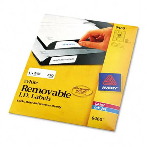 Avery Self-Adhesive Easy-to-Remove Laser I.D. Labels, 1 x 2-5/8 in White, 750 per Pack, Customizable for Laser Printers & Inkjet Printers, Printable Sticker Paper Compatible