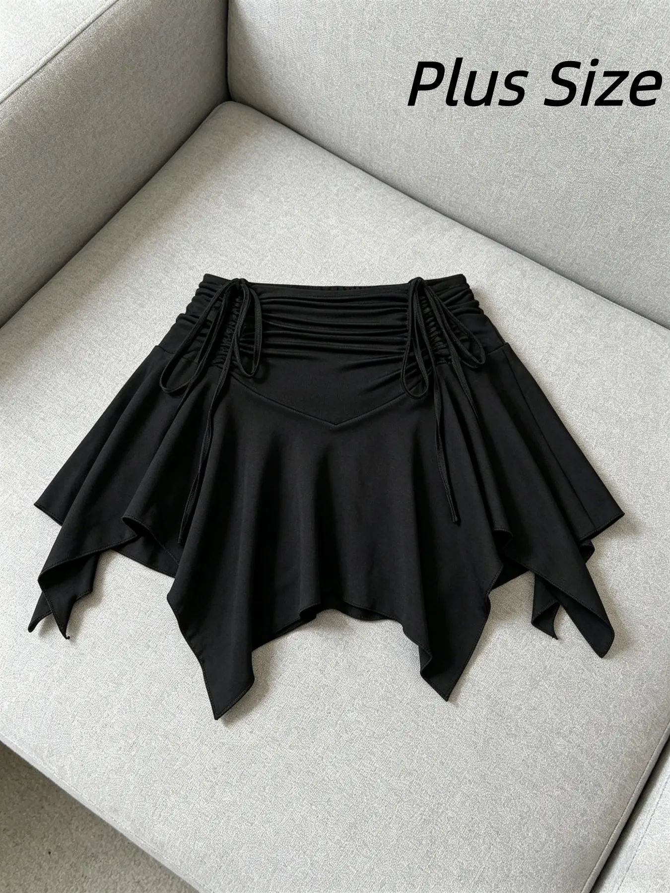Plus Size Women's Half Skirt, Summer Bestseller Casual Elastic, Asymmetrical Hem Fairy Dress, Butterfly Drawstring Design, Bottoms